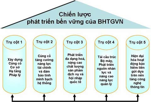 Biểu đồ 5 trụ cột phát triển của BHTGVN. Ảnh: Theo div.gov.vn